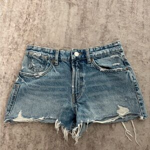 Zara Light Blue Distressed Jean Shorts